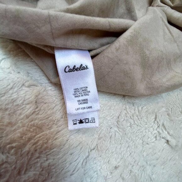 Cabela's Mens 3XL Vented Back Bass Fish Print Short Sleeve Button Down Shirt Tan - Picture 4 of 9